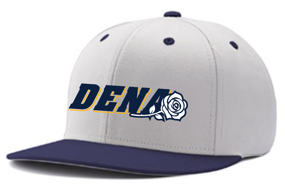 PGSA SnapBack Hat | White/Navy (Logo: Navy w/ Gold DENA)