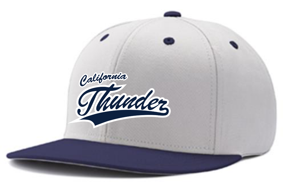CT SnapBack Hat | White/Navy (Logo: Navy w/ White "Thunder")