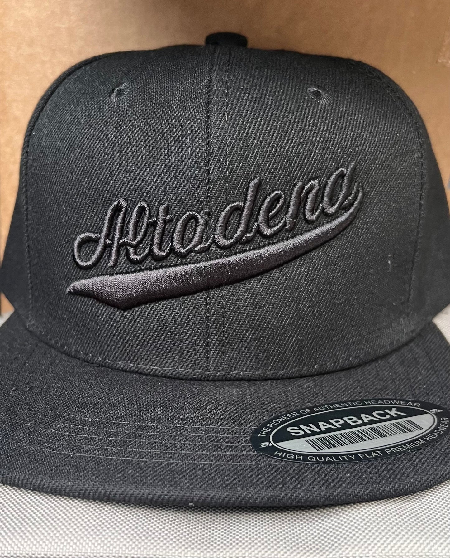 ABA SnapBack Hat | Black/Black Bill (Logo: Black Altadena)