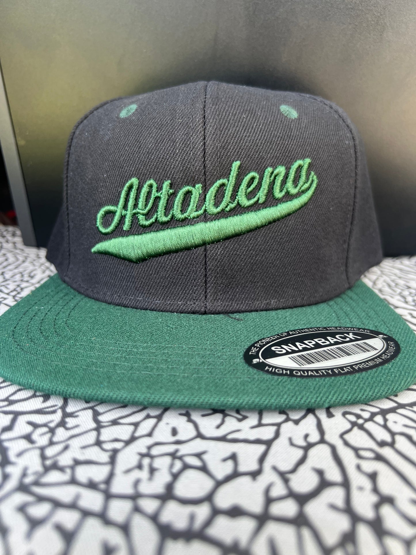 ABA SnapBack Hat | Black/Green Bill (Logo: Green Altadena)