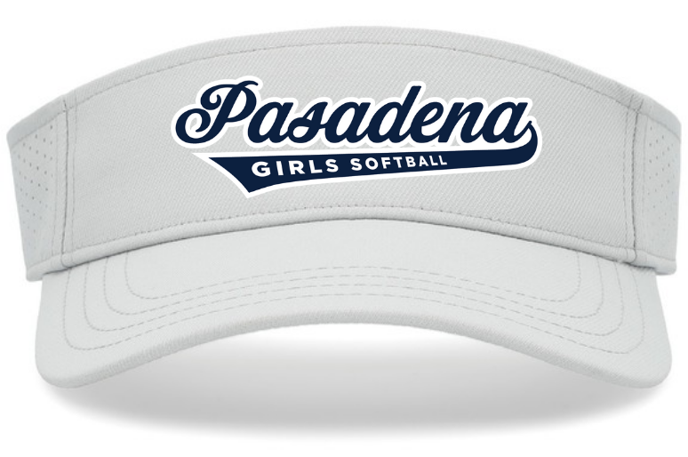 PGSA Visor | White (Logo: Navy/White outline Pasadena)