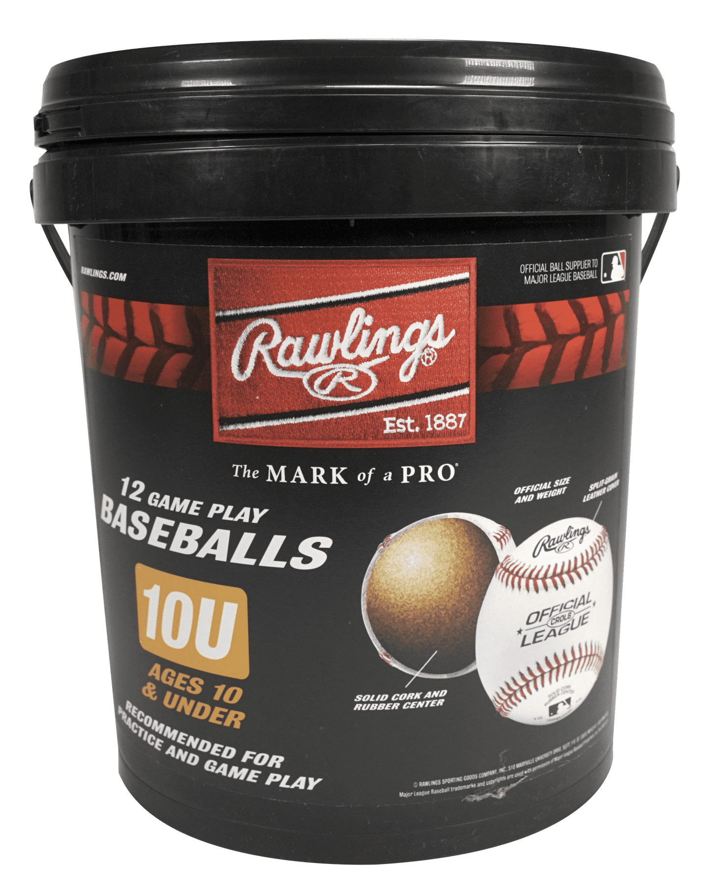 (12 Pack) Bucket of 10U Official League CROLB Practice Youth Baseballs