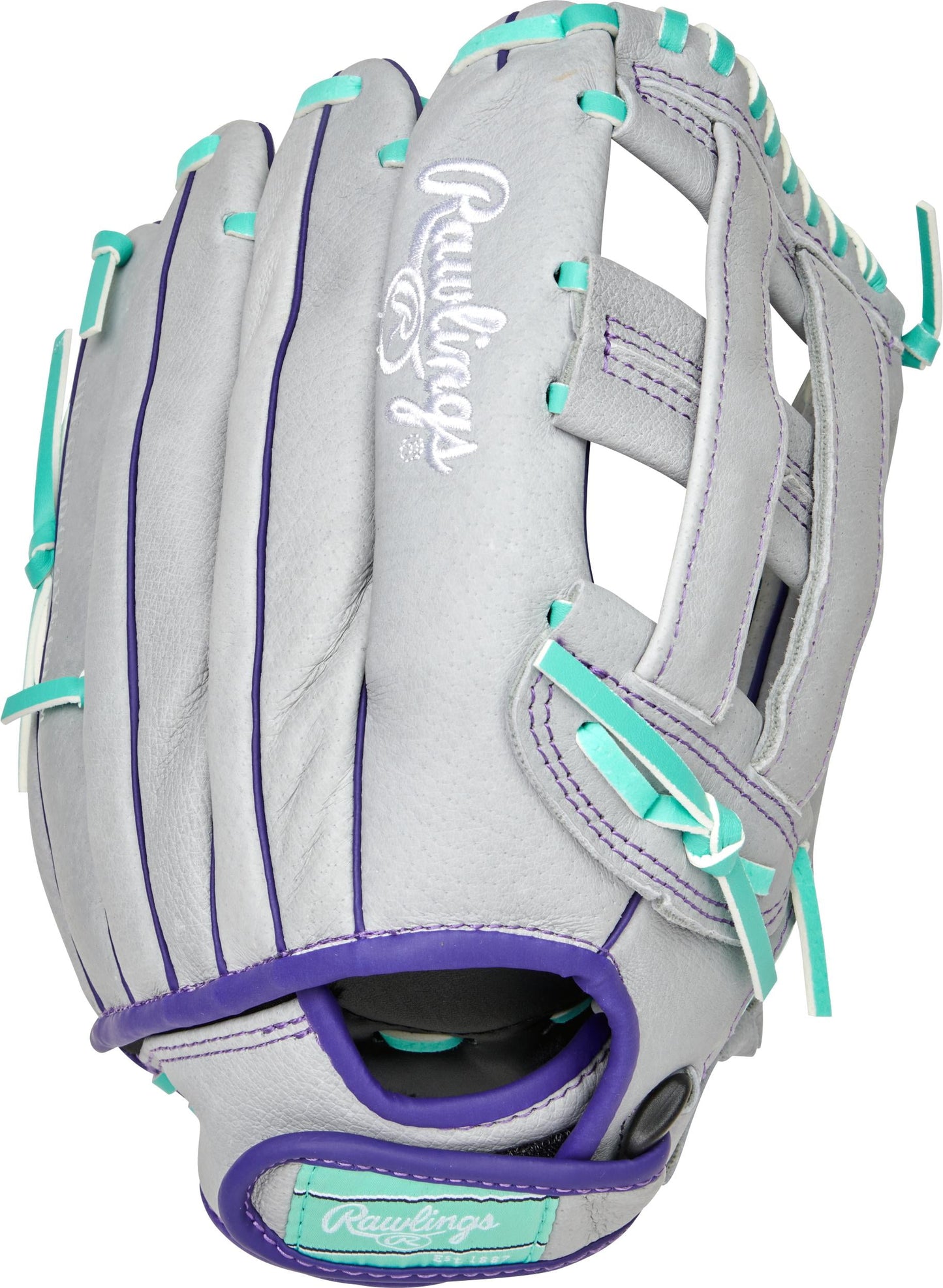 Fastpitch Series Youth 12" Softball Glove, Basket Web, Gray/Mint, Right Hand Throw