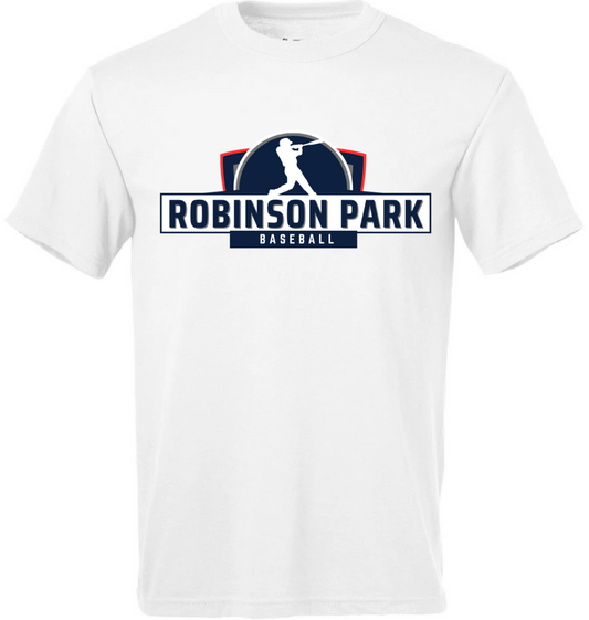 Youth White Dri Fit: Robinson Park Logo