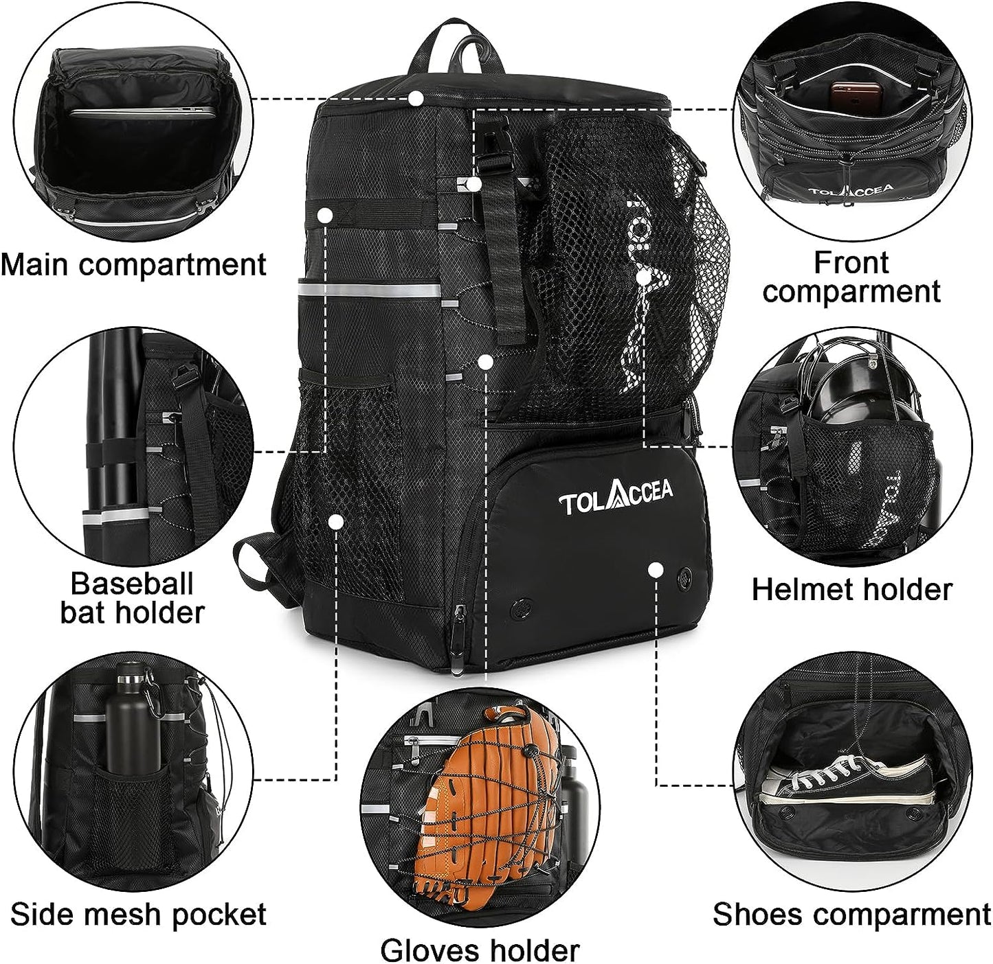 Baseball Backpack, Baseball Bat Bag for Youth Adult, Lightweight Equipment Bags