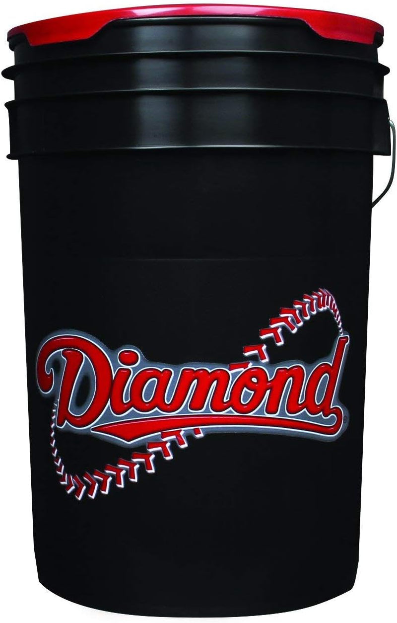 D-OB DOB Baseballs in 6-Gallon Ball Black Cushion Lid Bucket 30 Balls with Rods Insulated Can Sleeve