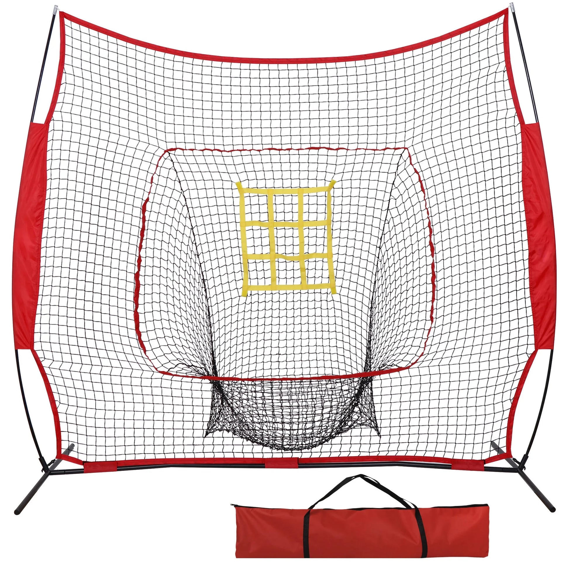 7X7Ft Portable Baseball Practice Net W/Strike Zone Target & Carry Case - Pitching Batting Hitting