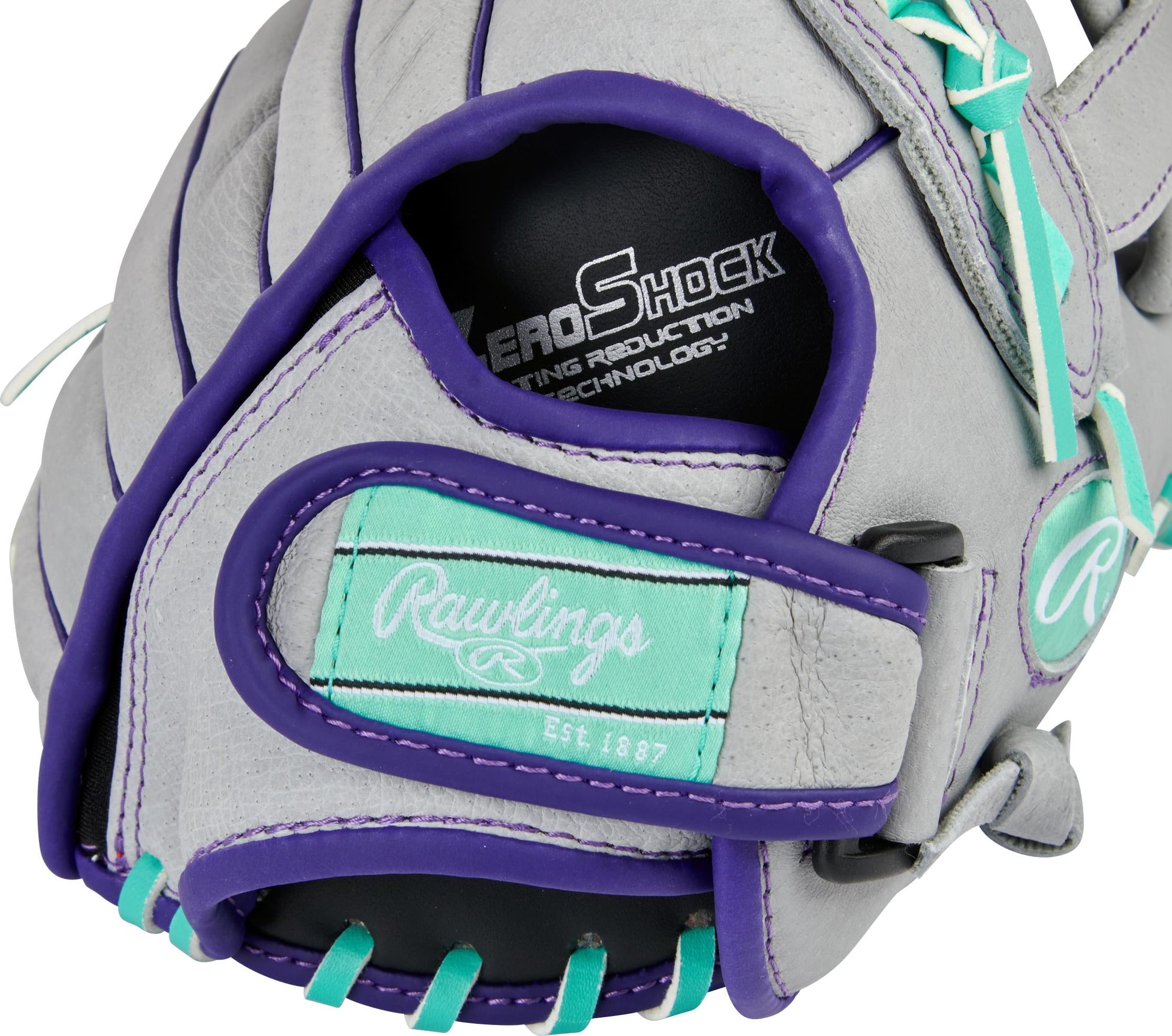 Fastpitch Series Youth 12" Softball Glove, Basket Web, Gray/Mint, Right Hand Throw