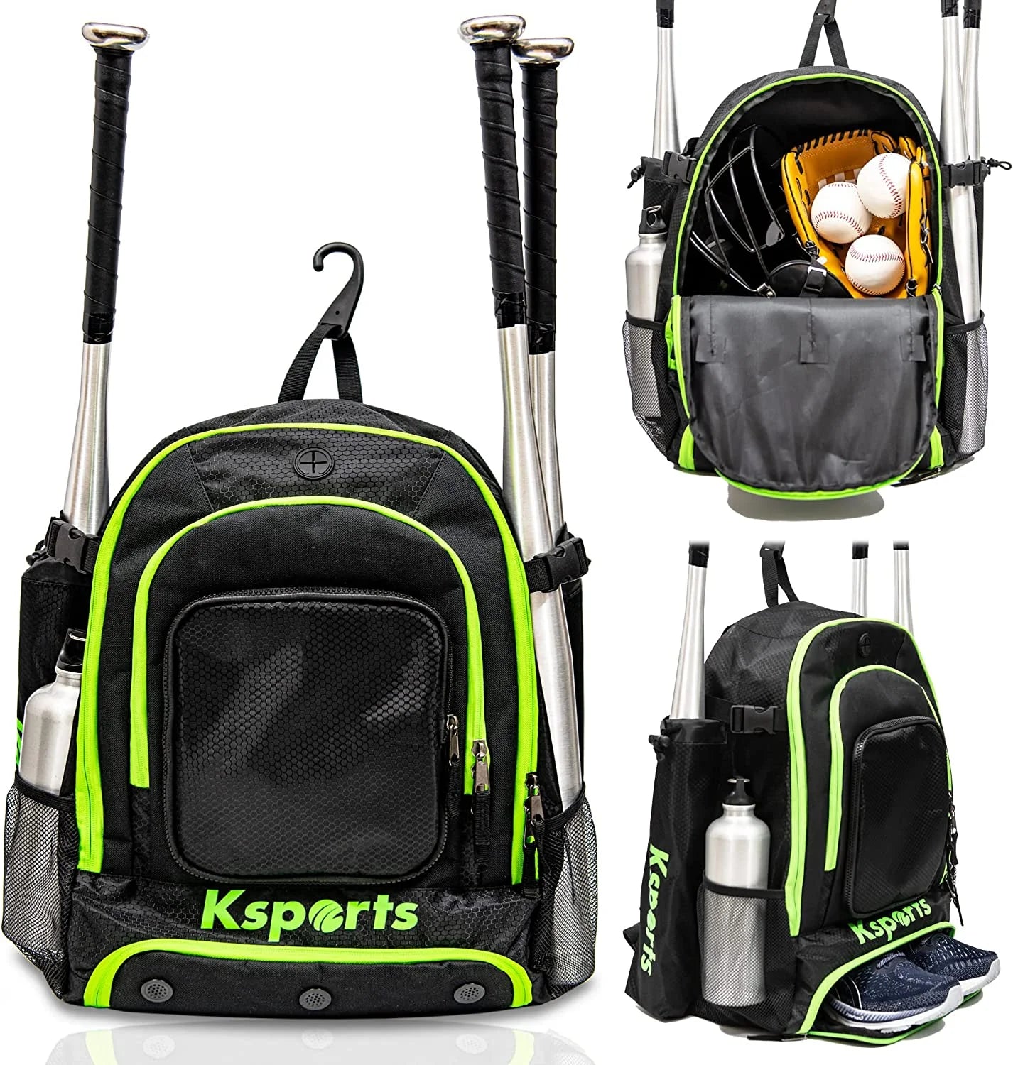 Baseball Backpack - Blue, Multi-Compartment for Bats, Helmet, Gloves, Youth & Adult