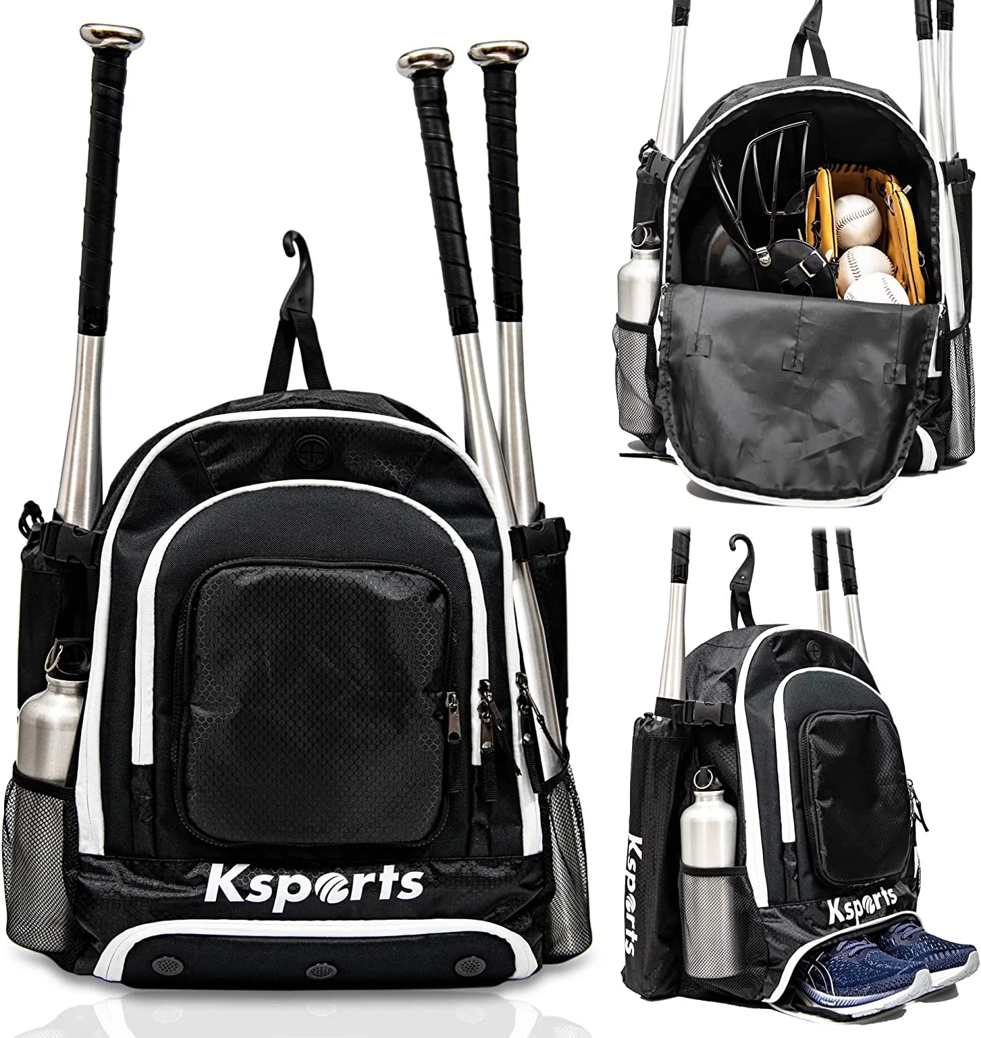 Baseball Backpack - Blue, Multi-Compartment for Bats, Helmet, Gloves, Youth & Adult