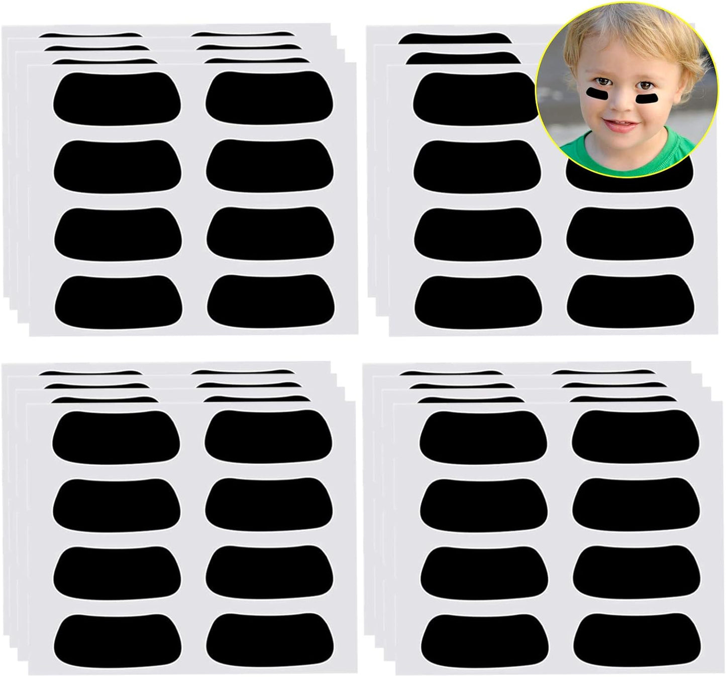 60 Pairs Eye Black Stickers for Kids Customizable Sports Face Eyeblack Sticker for Football Baseball Softball Sport Themed Party Birthday Party Supplies(Black)