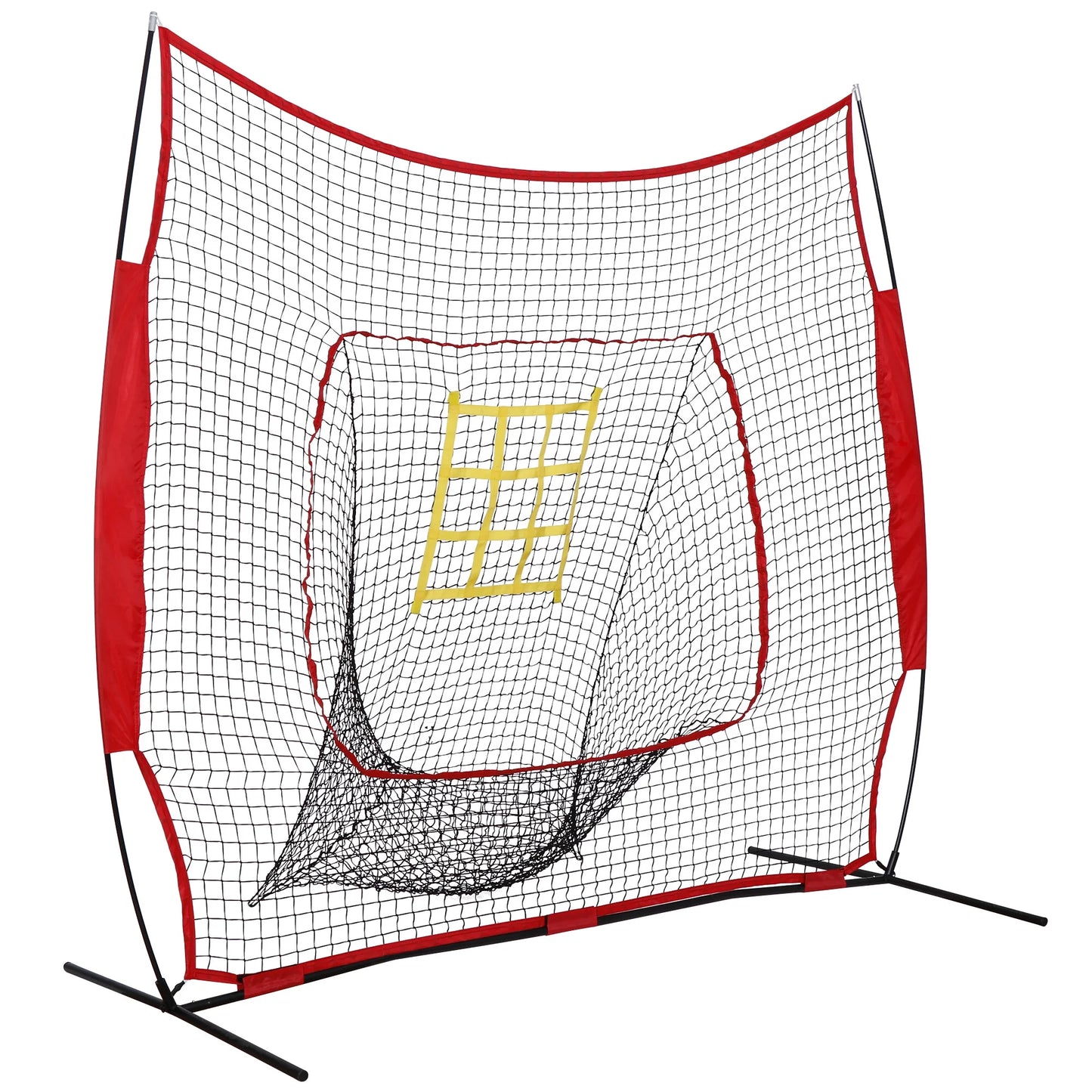 7X7Ft Portable Baseball Practice Net W/Strike Zone Target & Carry Case - Pitching Batting Hitting