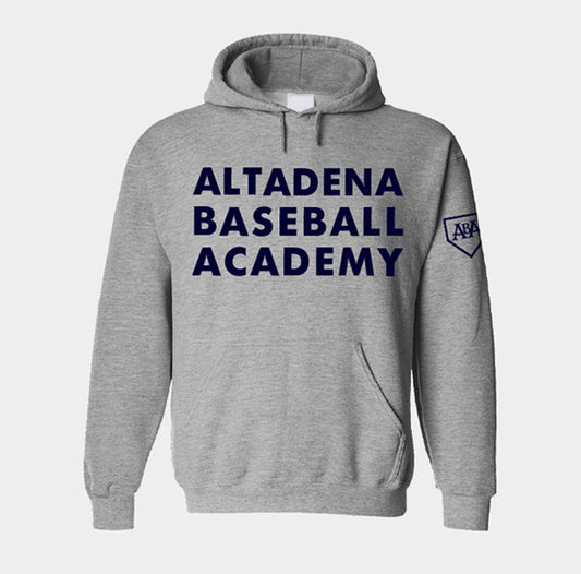 ABA Grey Hoodie: Altadena Baseball Academy Logo