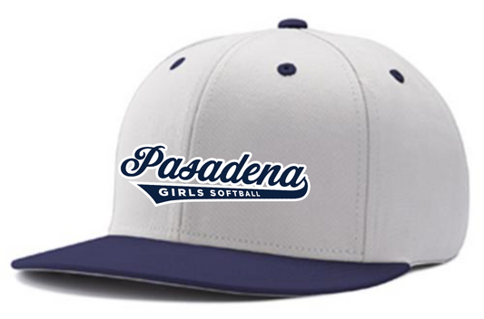 White/Navy Hat: Navy w/ White outline "Pasadena" Logo
