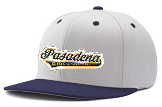 White/Navy Hat: Embroidered "Pasadena" Logo