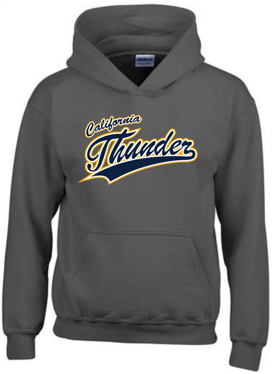 Charcoal Hoodie: Navy w/Gold Cal Thunder Logo