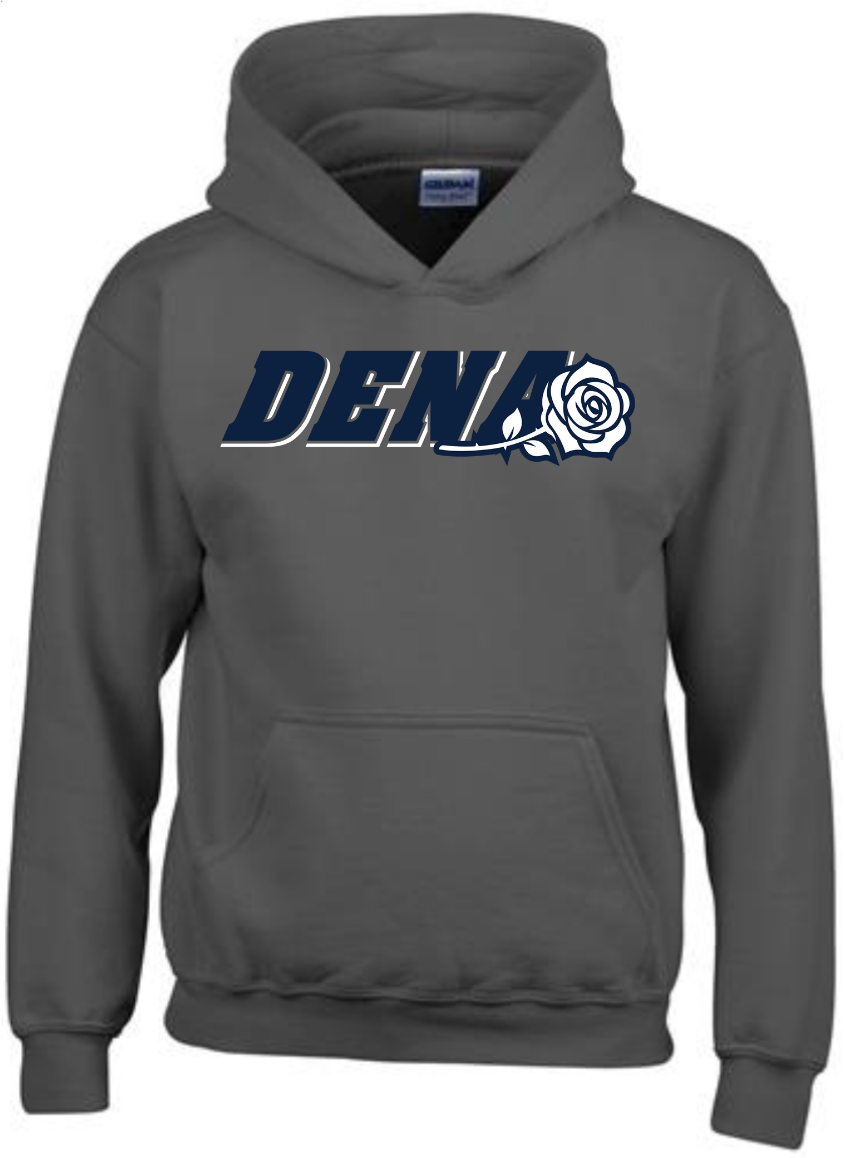 Charcoal Hoodie: Navy & White DENA Logo