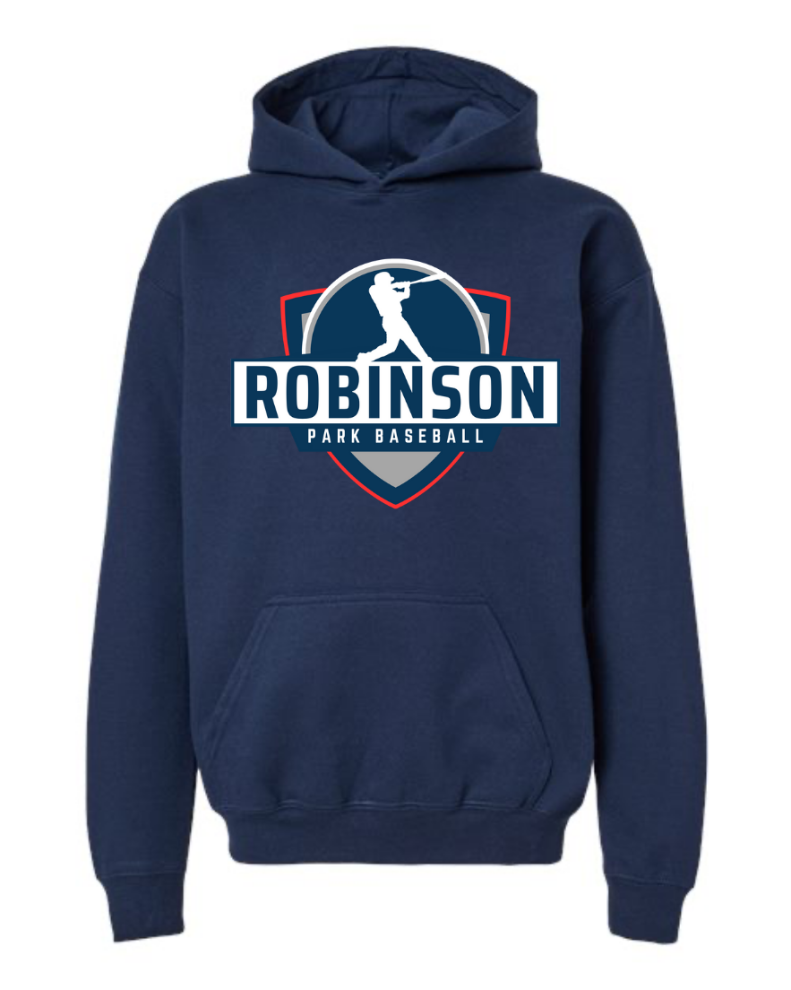 Navy Hoodie: Robinson Park Shield Logo