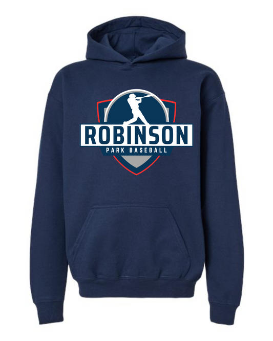 Navy Hoodie: Robinson Park Shield Logo