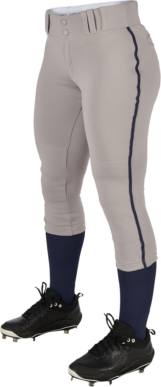 AP: Grey Champro Women's & Youth Low Rise Pants with navy piping