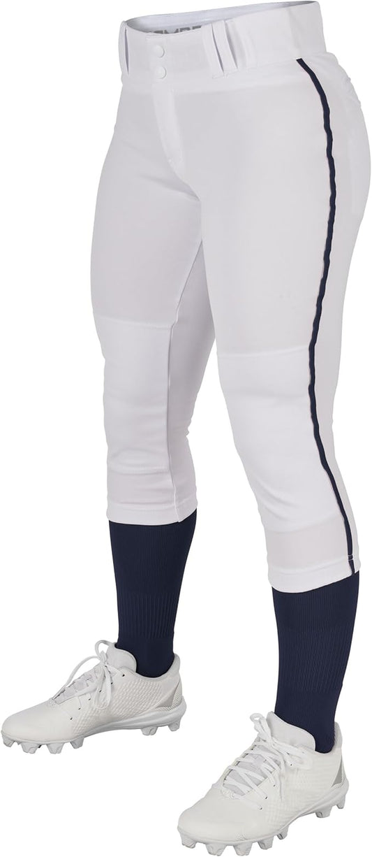 AP: White Champro Women's & Youth Low Rise Pants with navy piping