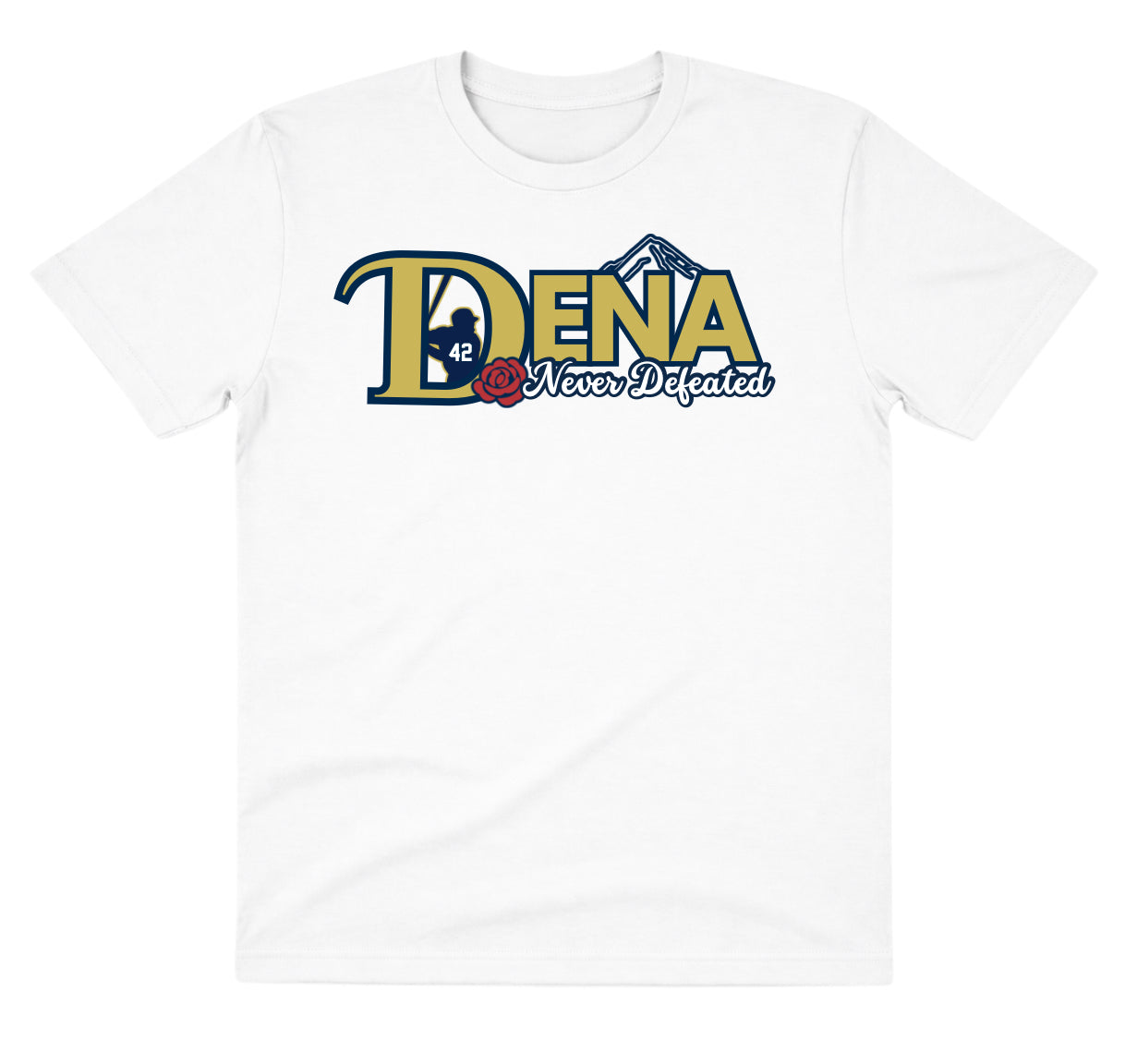 Dena White Shirt: Never Defeated