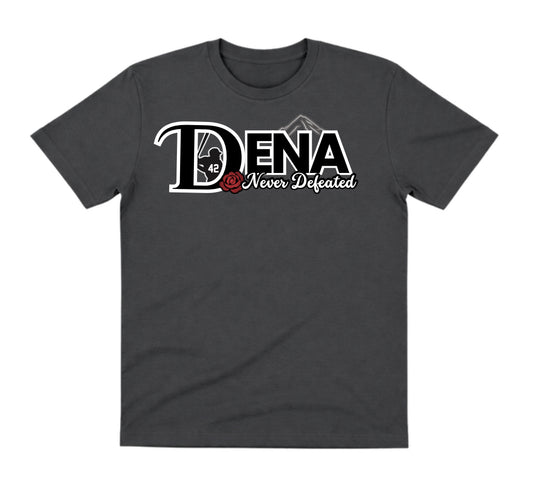 Dena Charcoal Shirt: Never Defeated