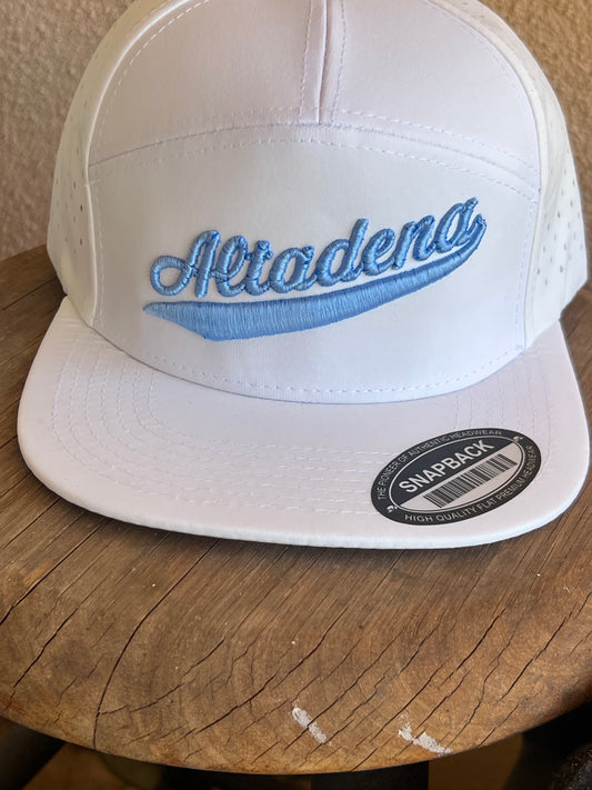 ABA Snapback Hat | White (Logo: Baby Blue Altadena)