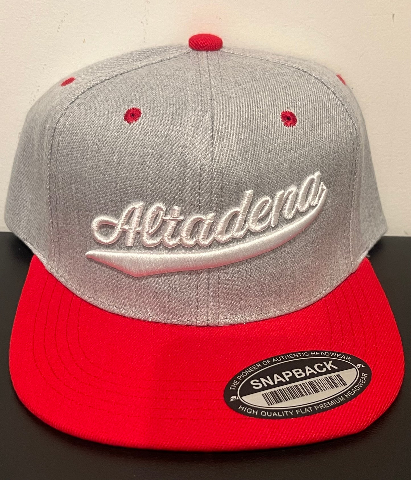 ABA SnapBack Hat | Grey/Red Bill (Logo: White Altadena)