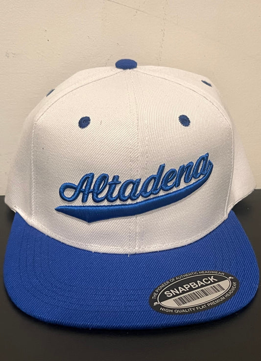 ABA Snapback Hat | White/Royal bill (Logo: Royal Altadena)