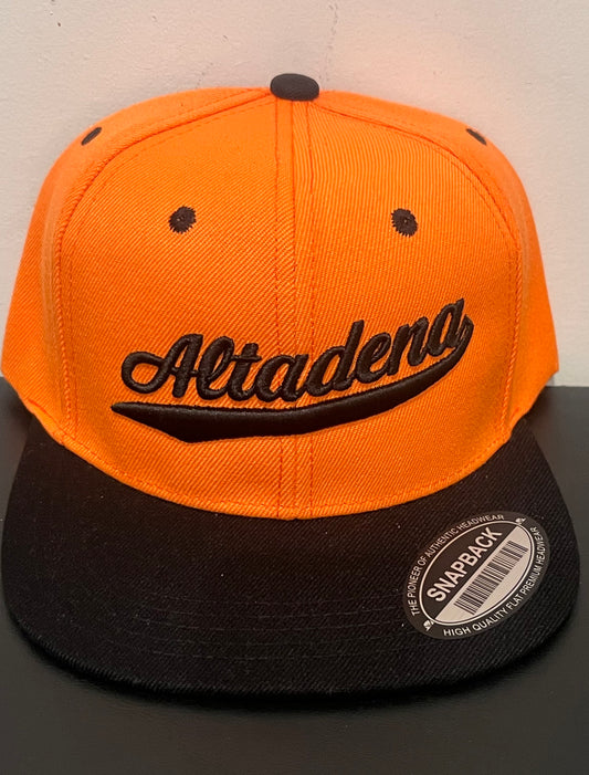 ABA Snapback Hat | Orange/Black bill (Logo: Black Altadena)