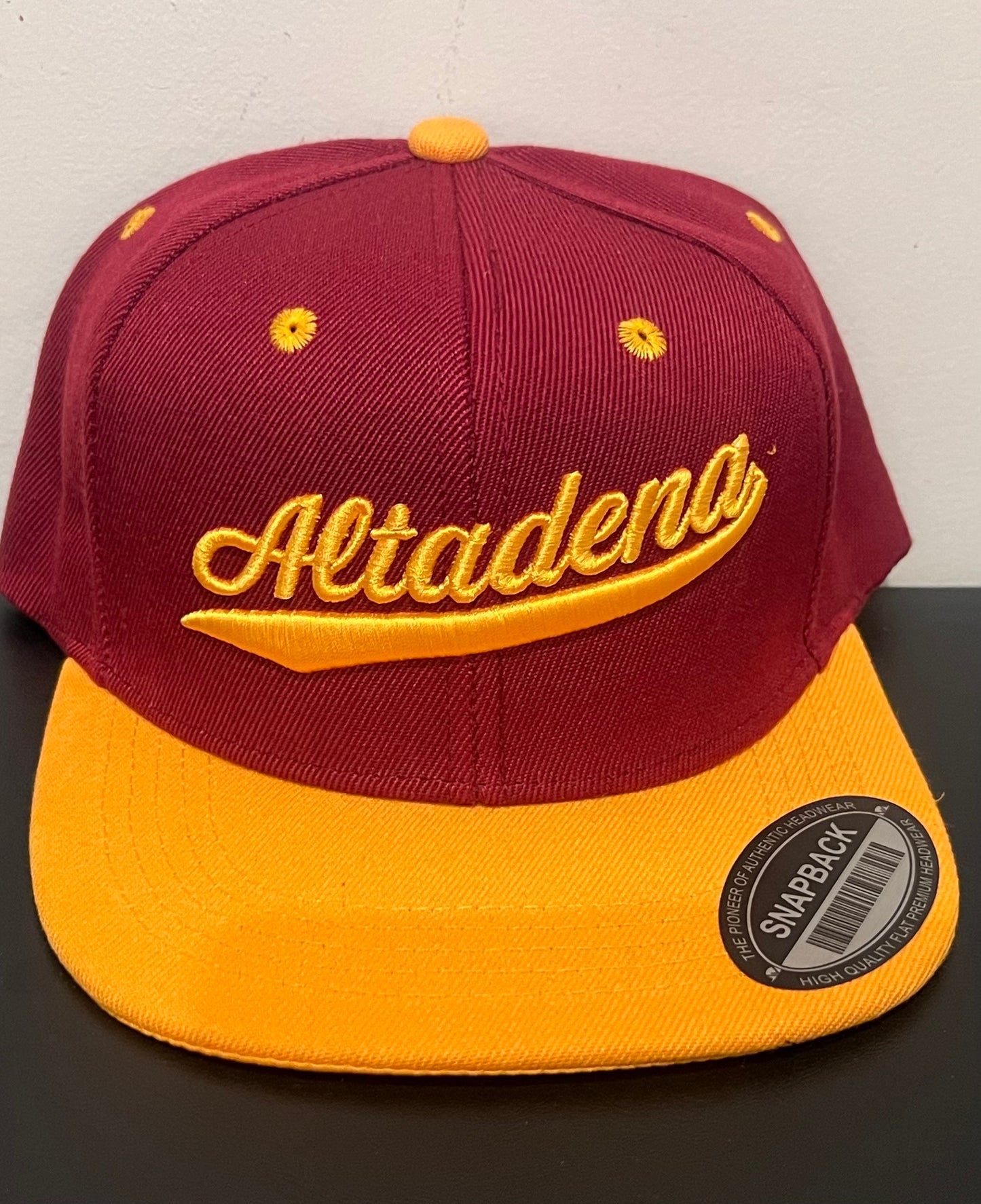 ABA Snapback Hat | Maroon/Gold bill (Logo: Gold Altadena)