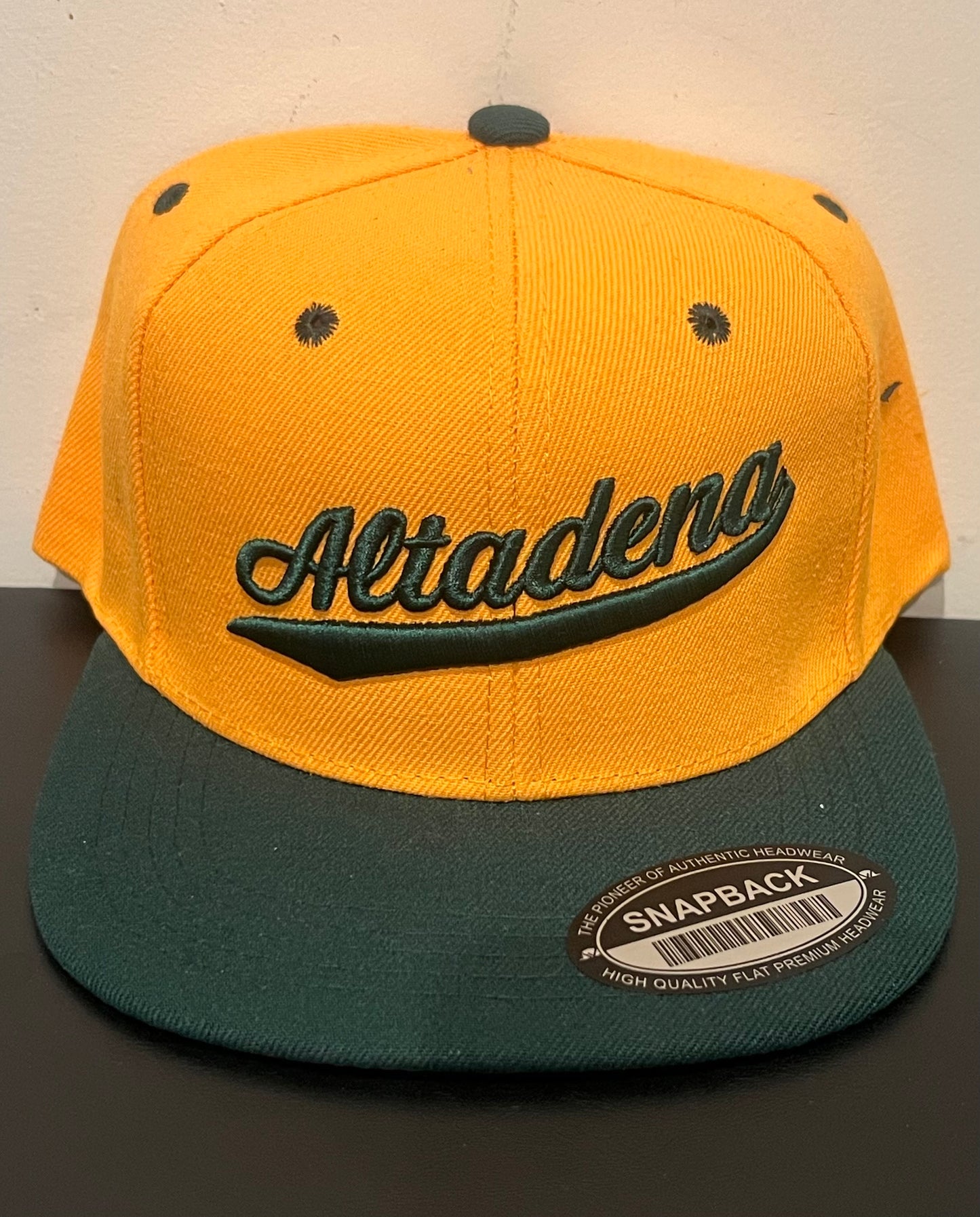 ABA Snapback Hat | Gold/Green bill (Logo: Green Altadena)