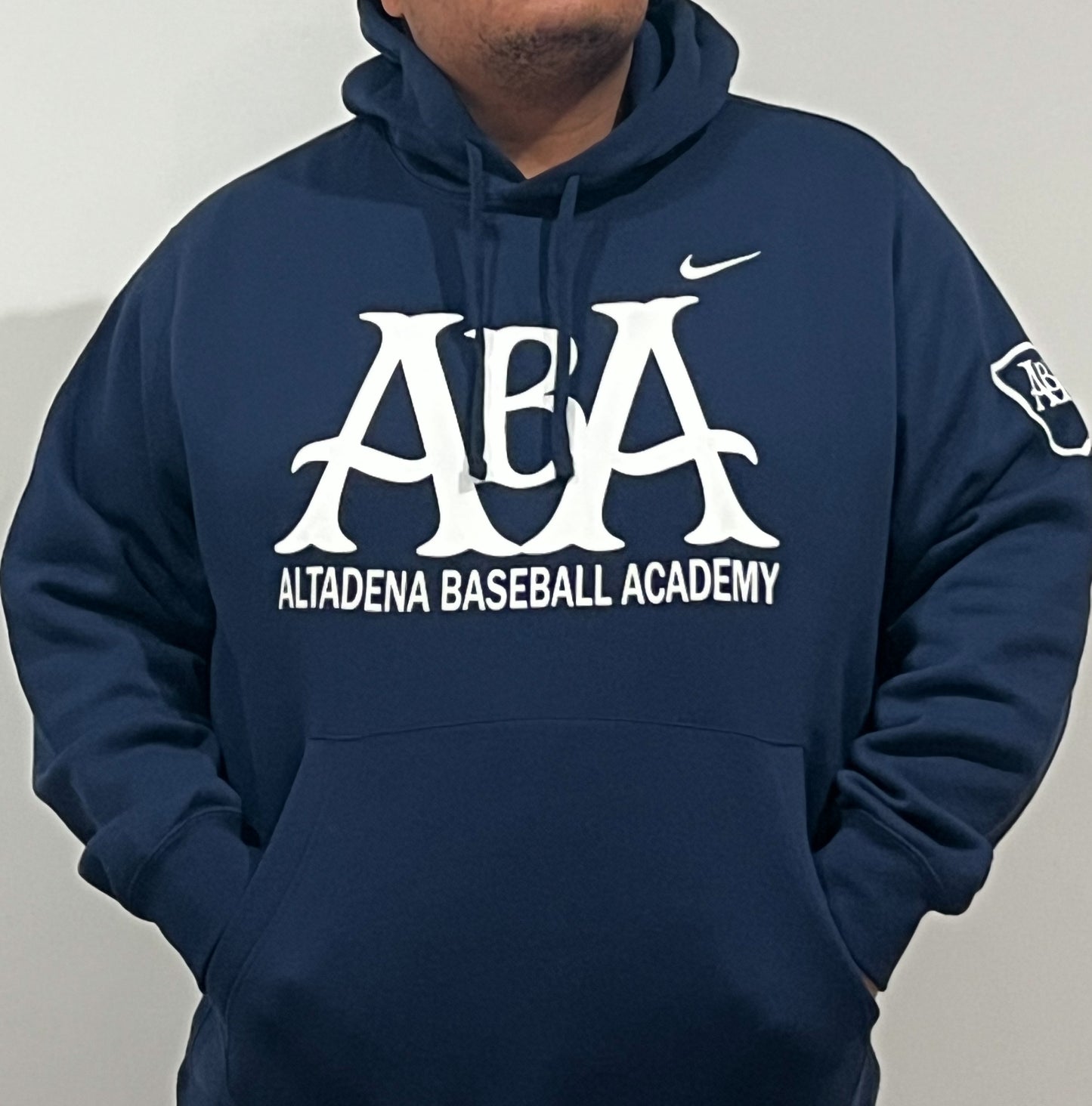 ABA Nike Adult Club Fleece Hoodie | Navy- Altadena Script Logo