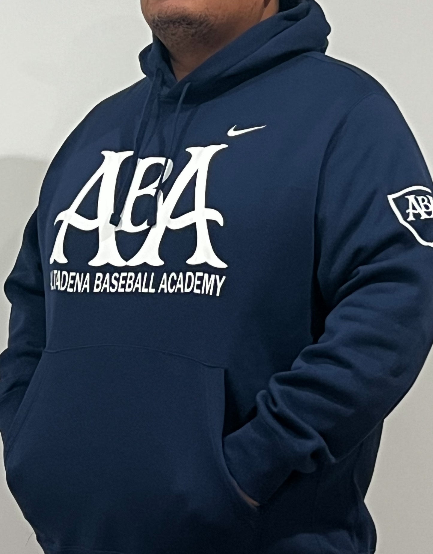 ABA Nike Adult Club Fleece Hoodie | Navy- Altadena Script Logo