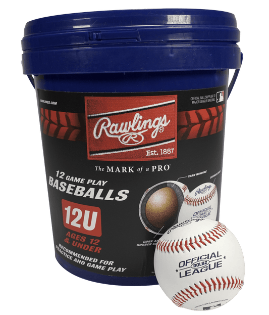 ROLB2 12U Official League Youth Practice Baseball Bucket, 12 Count