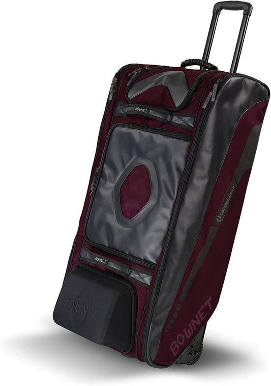 Commander Catcher’S Bag - Premium Bag for Travel Ball, Practice, & Pro Players - Equipment Bag with Wheels, 14 Accessory Pockets & Cleats Case - 41X17X10.5 Inch Softball & Baseball Bag, Maroon