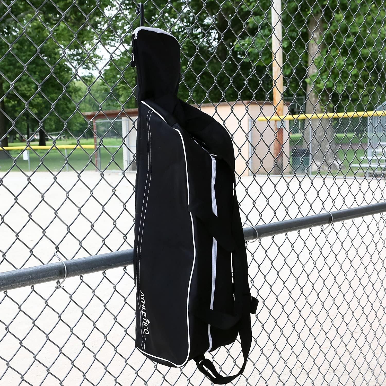 Baseball Tote Bag - Tote Bag for Baseball, T-Ball & Softball Equipment & Gear for Kids, Youth, and Adults | Holds Bat, Helmet, Glove, & Shoes | Fence Hook