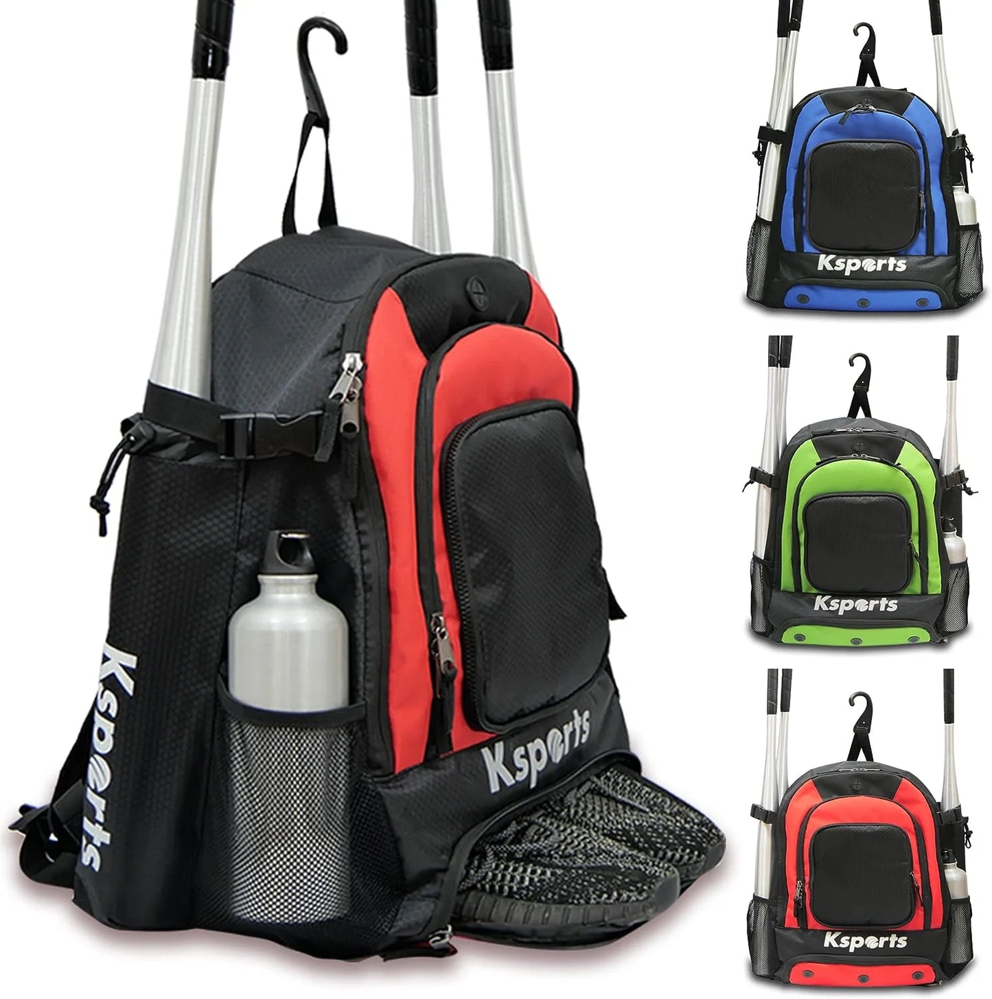 Baseball Backpack - Blue, Multi-Compartment for Bats, Helmet, Gloves, Youth & Adult