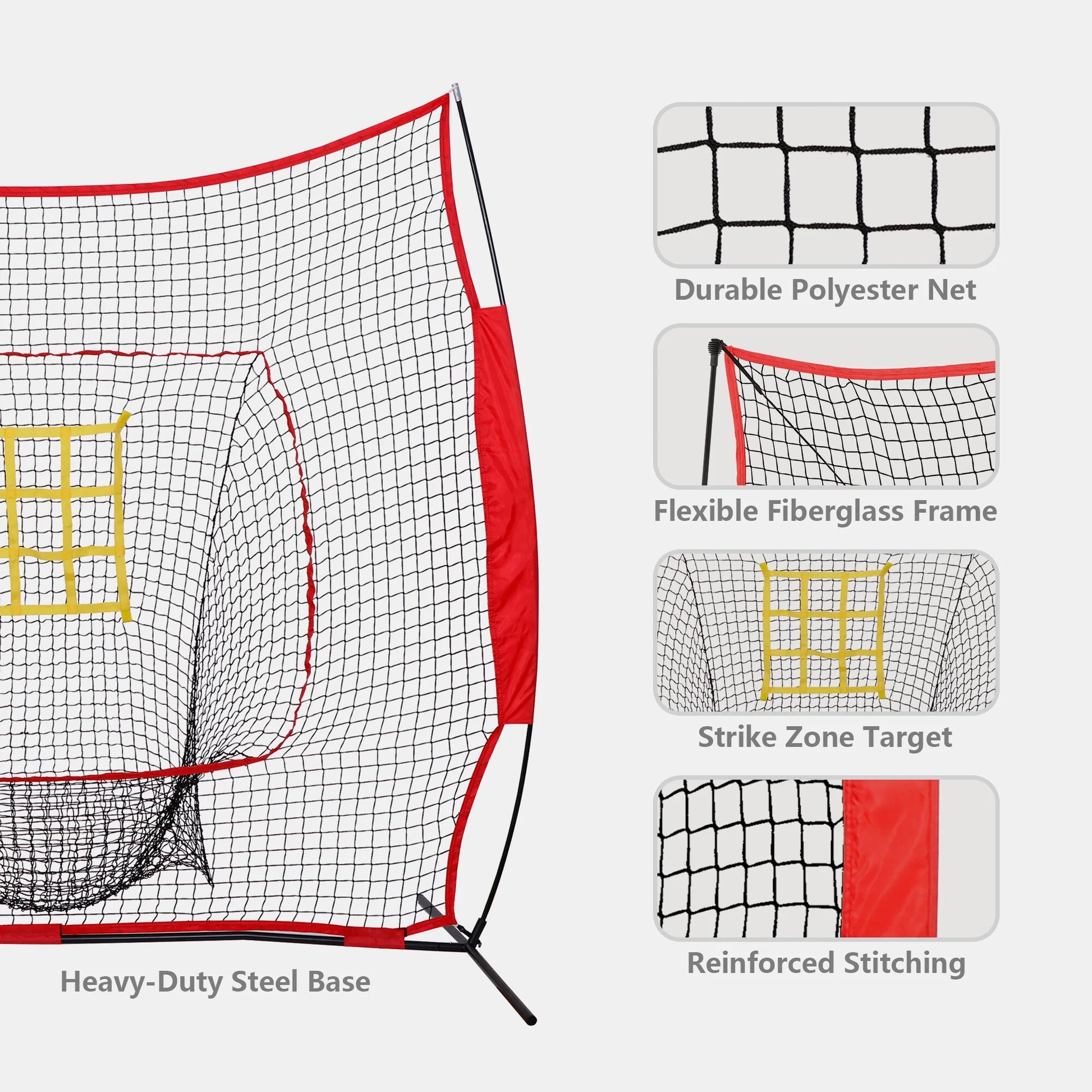 7X7Ft Portable Baseball Practice Net W/Strike Zone Target & Carry Case - Pitching Batting Hitting