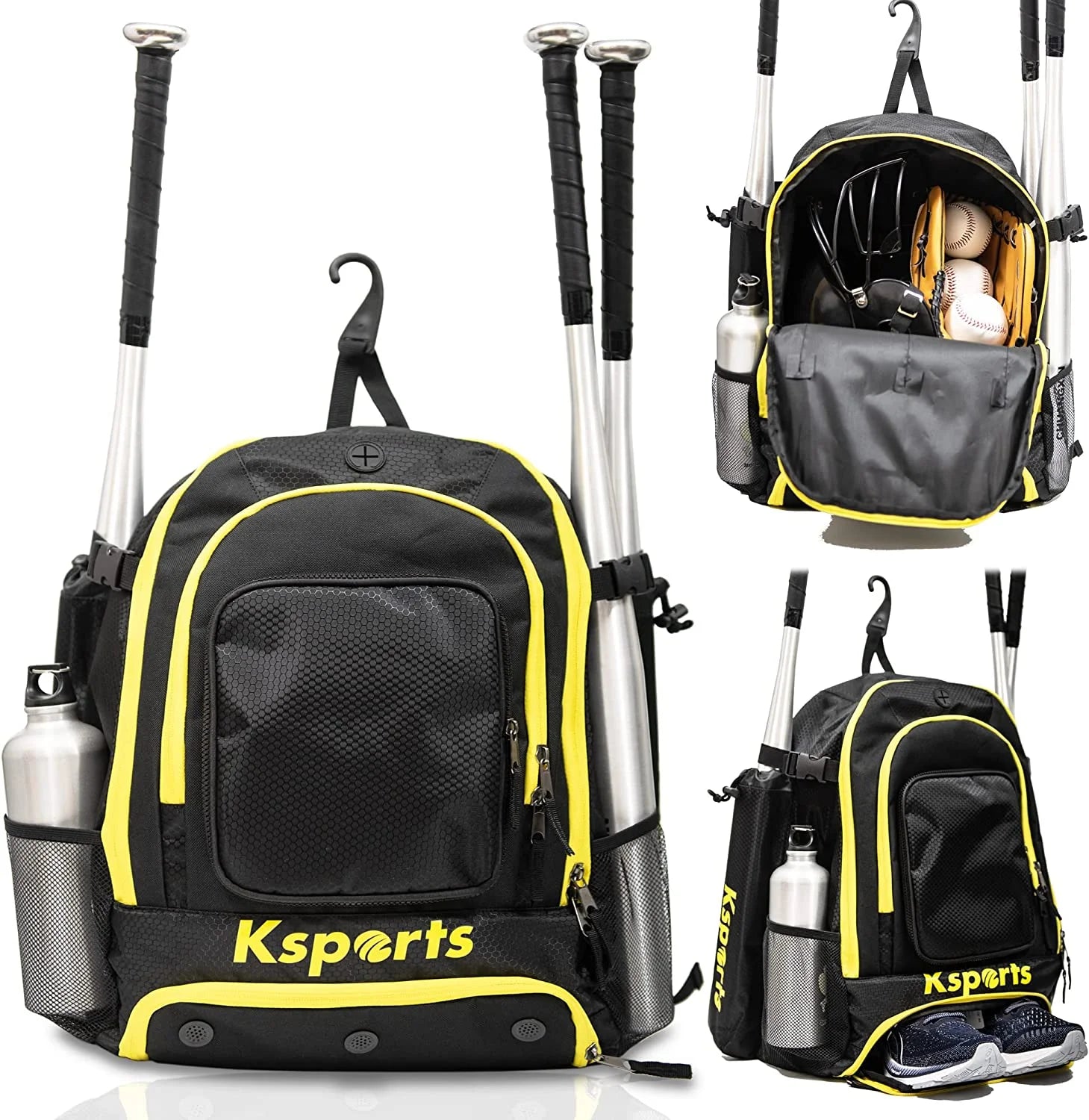 Baseball Backpack - Blue, Multi-Compartment for Bats, Helmet, Gloves, Youth & Adult